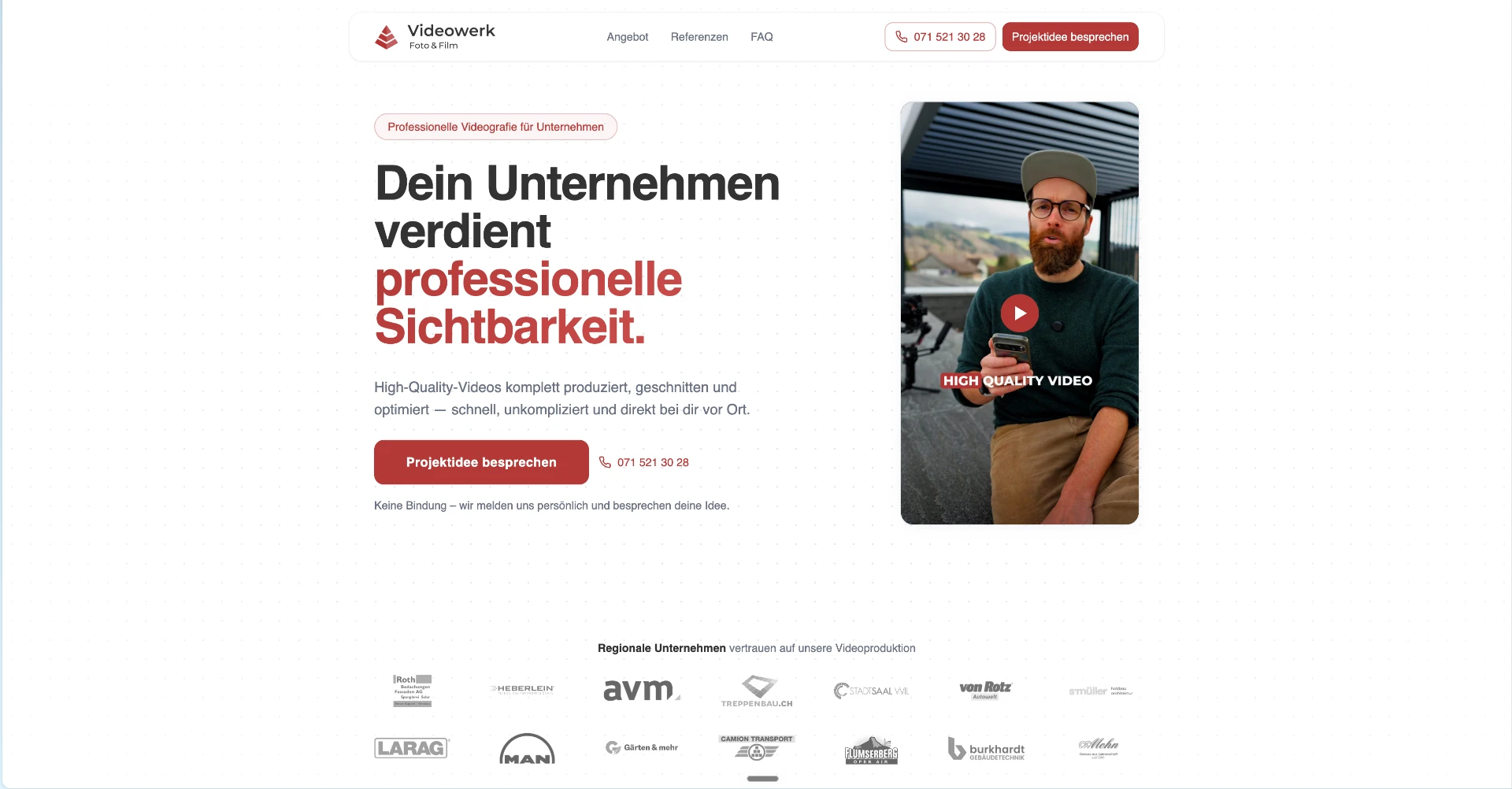 Videowerk Hotline Landingpage