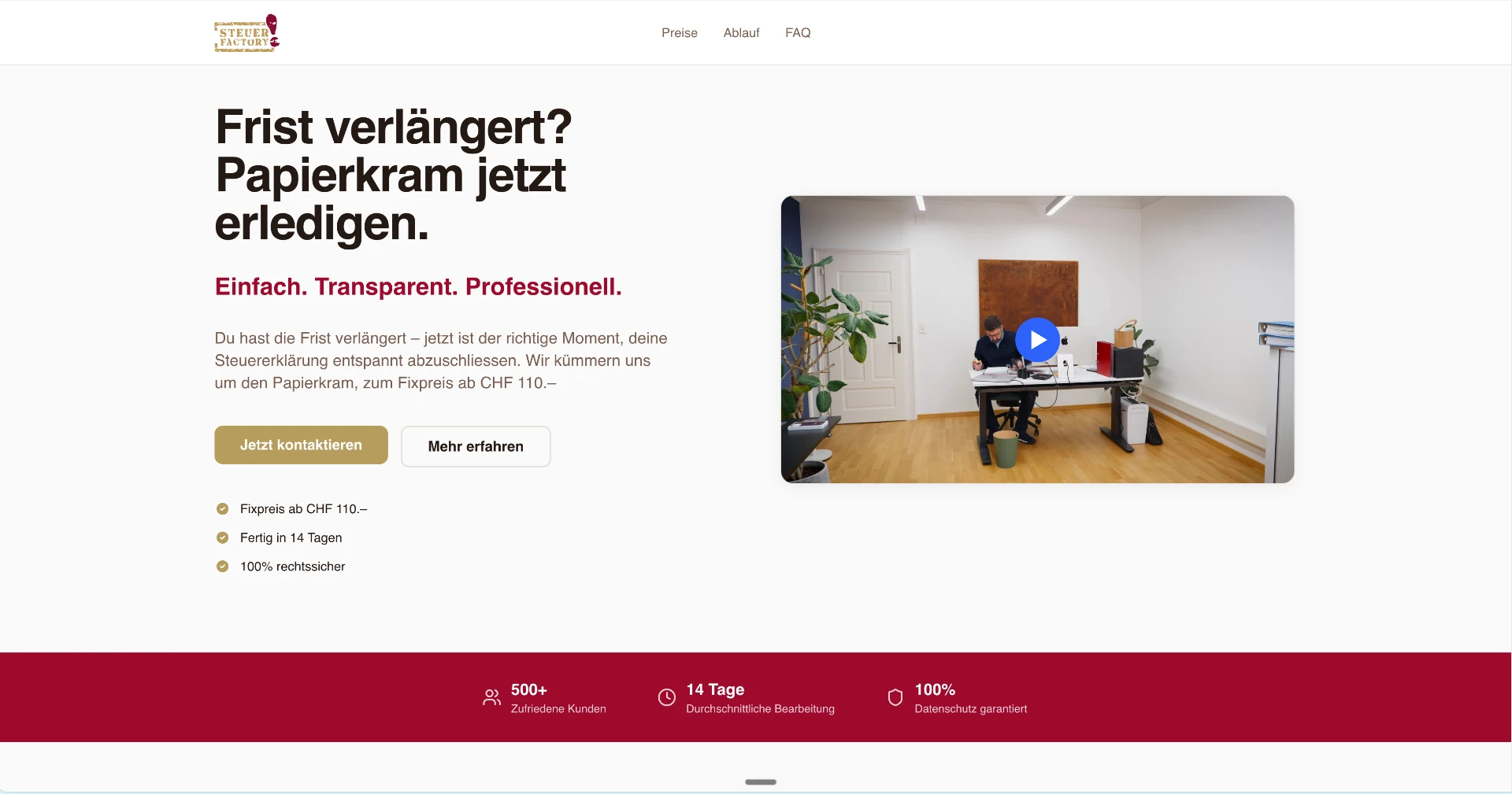 Steuerfactory Landingpage